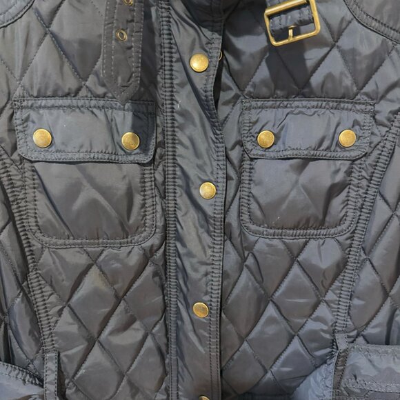 Navy Blue Quilted Jacket with Belt - Size XS - Picture 2 of 6